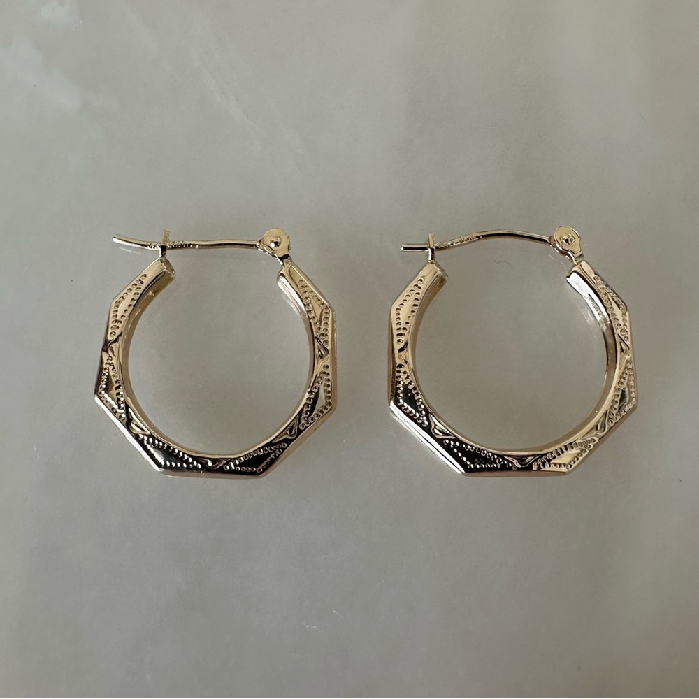 14k Solid Gold Hoop Earrings - Picture 16 of 16